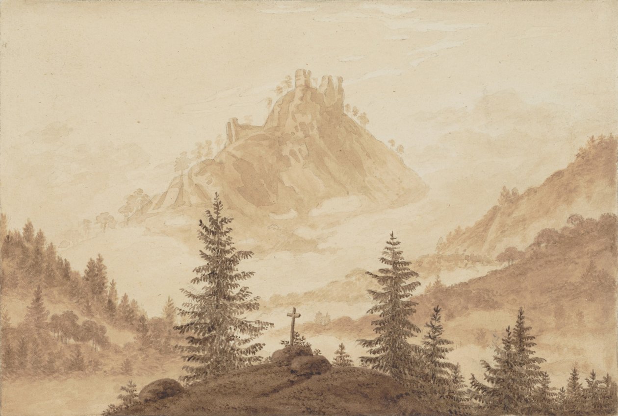 Berglandschaft mit Nebel im Tal, ca. 1805 von Caspar David Friedrich