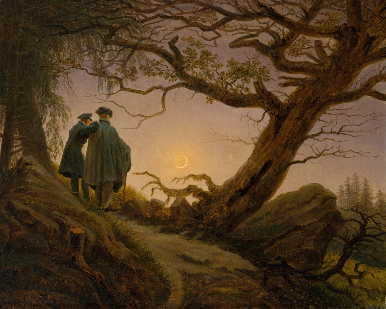 Zwei Männer betrachten den Mond, ca. 1825-30 von Caspar David Friedrich