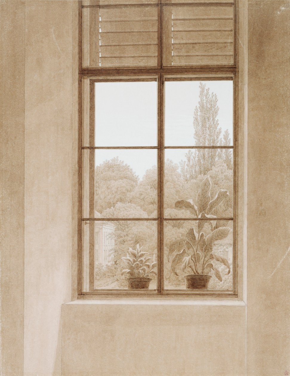 Fenster mit Blick auf den Park, 1810-1811 von Caspar David Friedrich