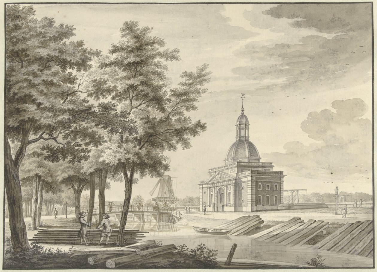 Ansicht des neu erbauten Muiderpoort, 1771 von Caspar Jacobsz. Philips