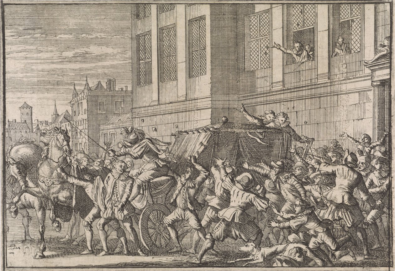 Angriff in Madrid auf die Kutsche des Grafen von Olivares, Gaspard de Guzmán, 1643 von Caspar Luyken (attributed to)