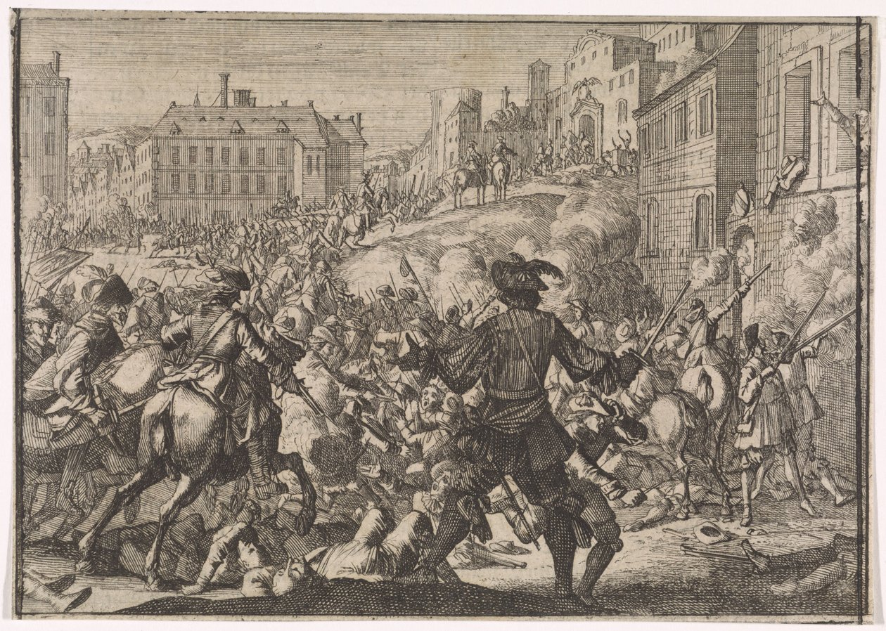 Eroberung von Prag durch die schwedische Armee, 1648 von Caspar Luyken (attributed to)