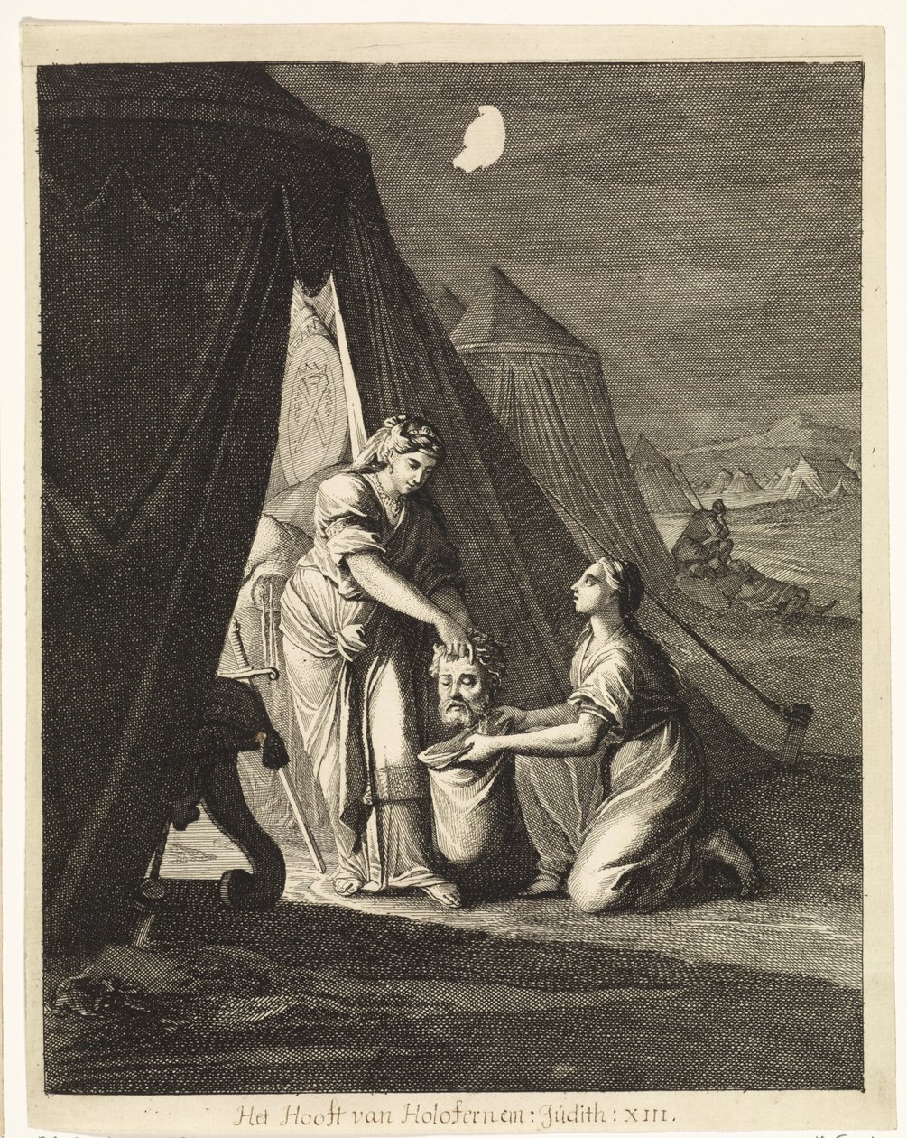 Judith steckt das Haupt von Holofernes in einen Sack von Caspar Luyken