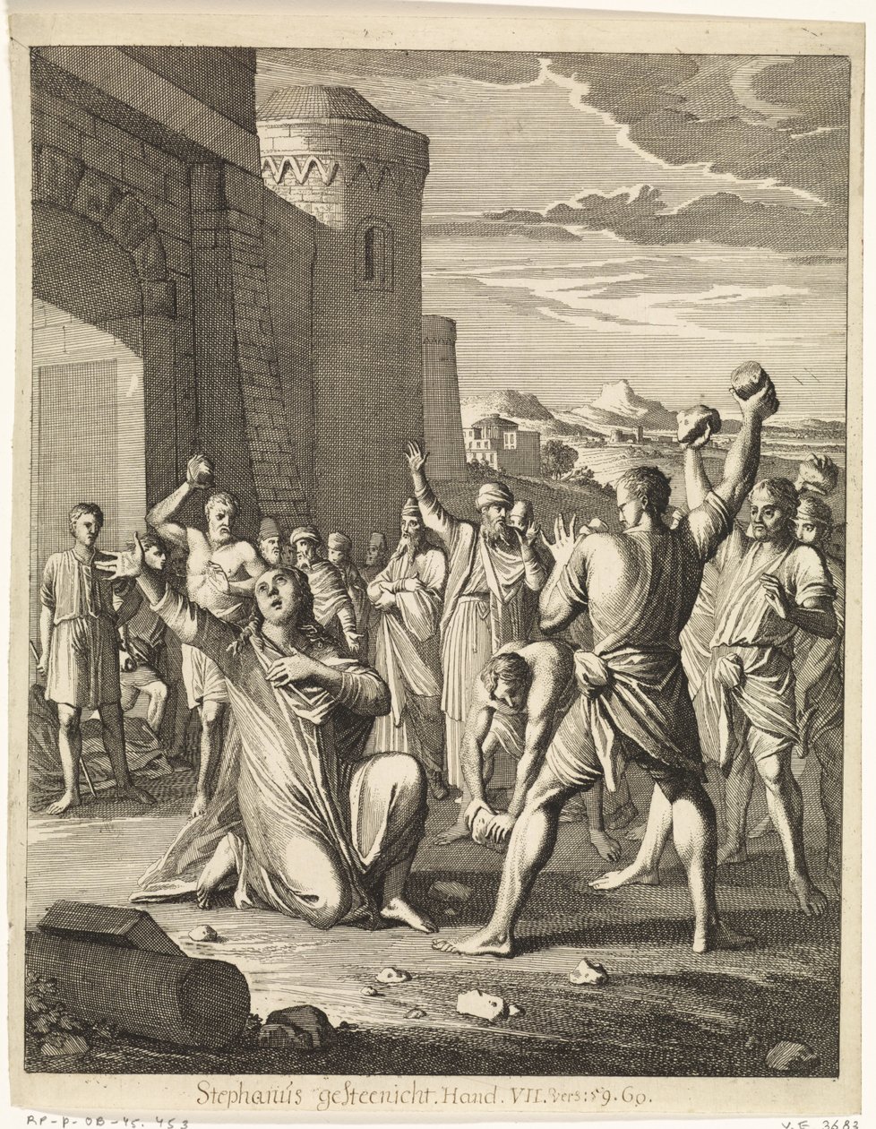 Steinigung des Stephanus vor den Toren Jerusalems von Caspar Luyken
