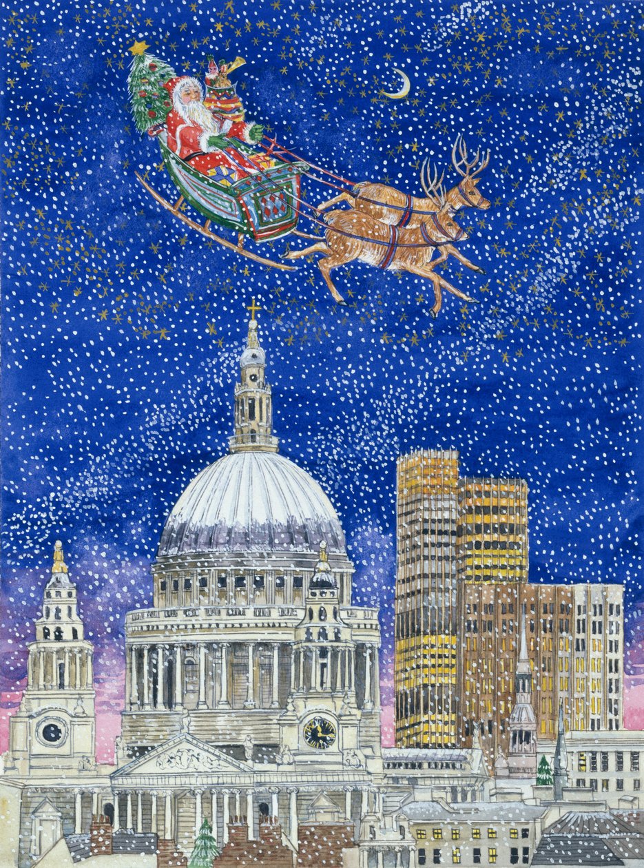 Weihnachtsmann fliegt über London von Catherine Bradbury