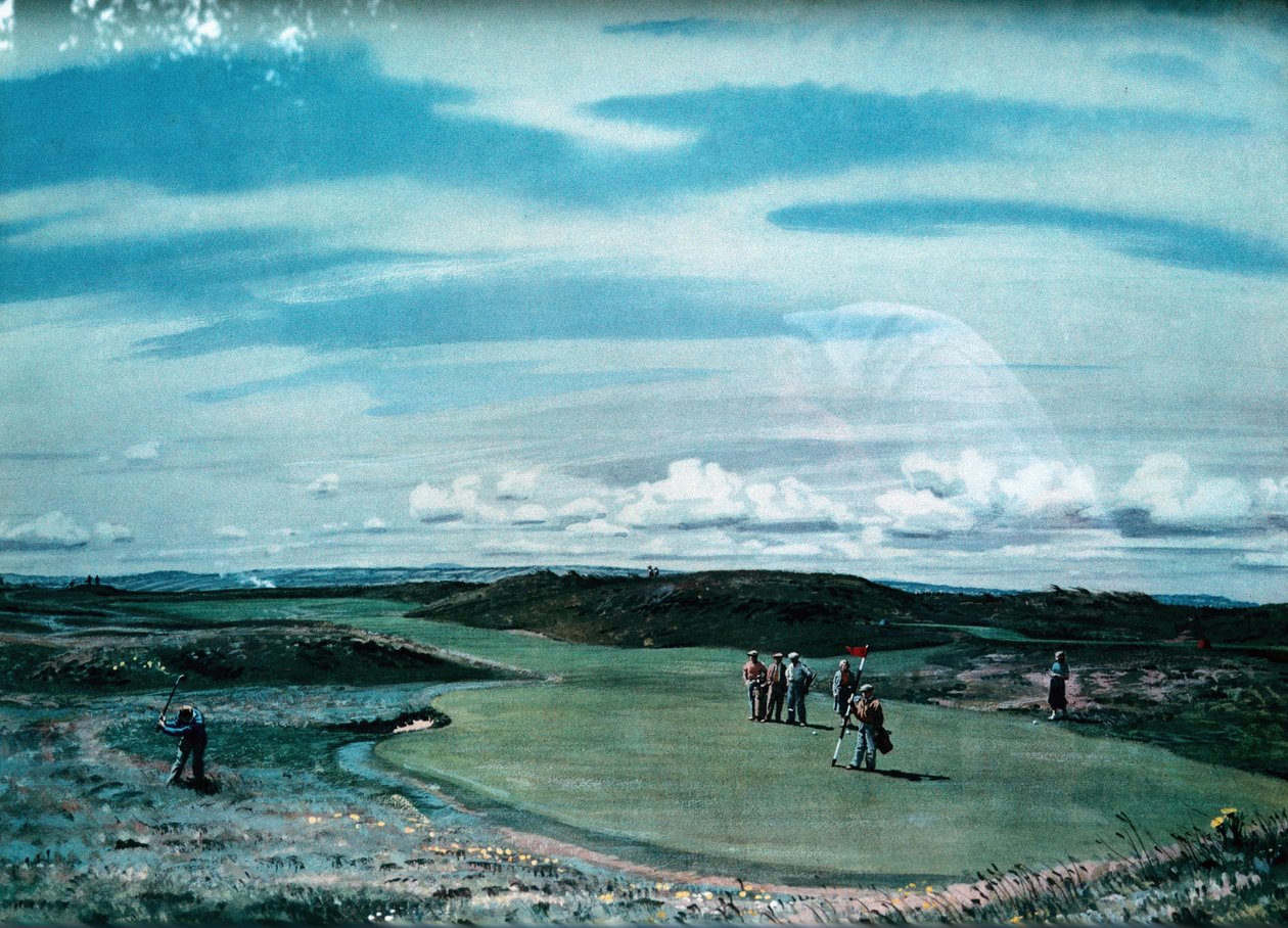 Cecil Aldin 1870-1935, Kunstdruck eines Golfplatzes, um 1920 von Cecil Charles Windsor Aldin
