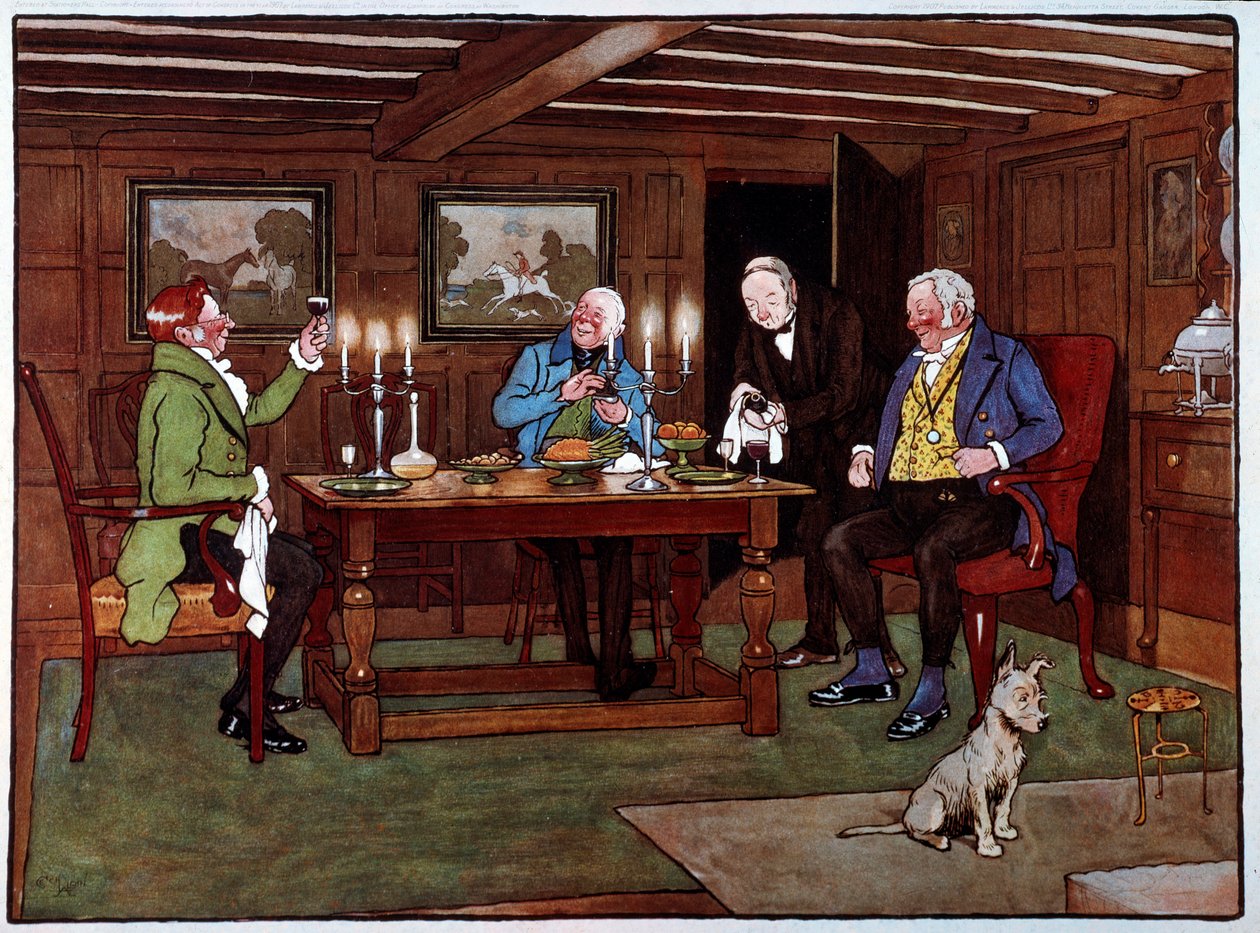 Kenner genießen ein Glas Portwein von Cecil Charles Windsor Aldin