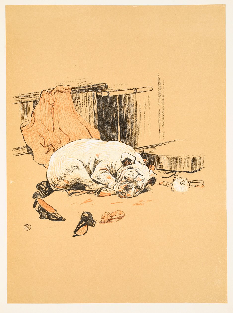 Enttäuschung darüber, die Schokoladen nicht zu finden, aus A Gay Dog, Story of a Foolish Year Aldin, Cecil Charles Windsor (1870-1935), veröffentlicht von William Heineman, 1905. 1. Ausgabe, Illustration, Kreide und Kohle von Cecil Charles Windsor Aldin