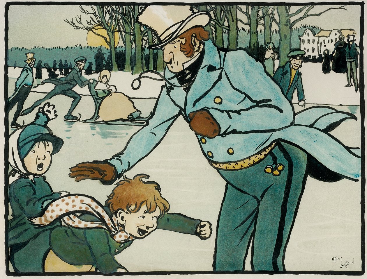 Alte englische Sportarten und Spiele: Eislaufen von Cecil Charles Windsor Aldin