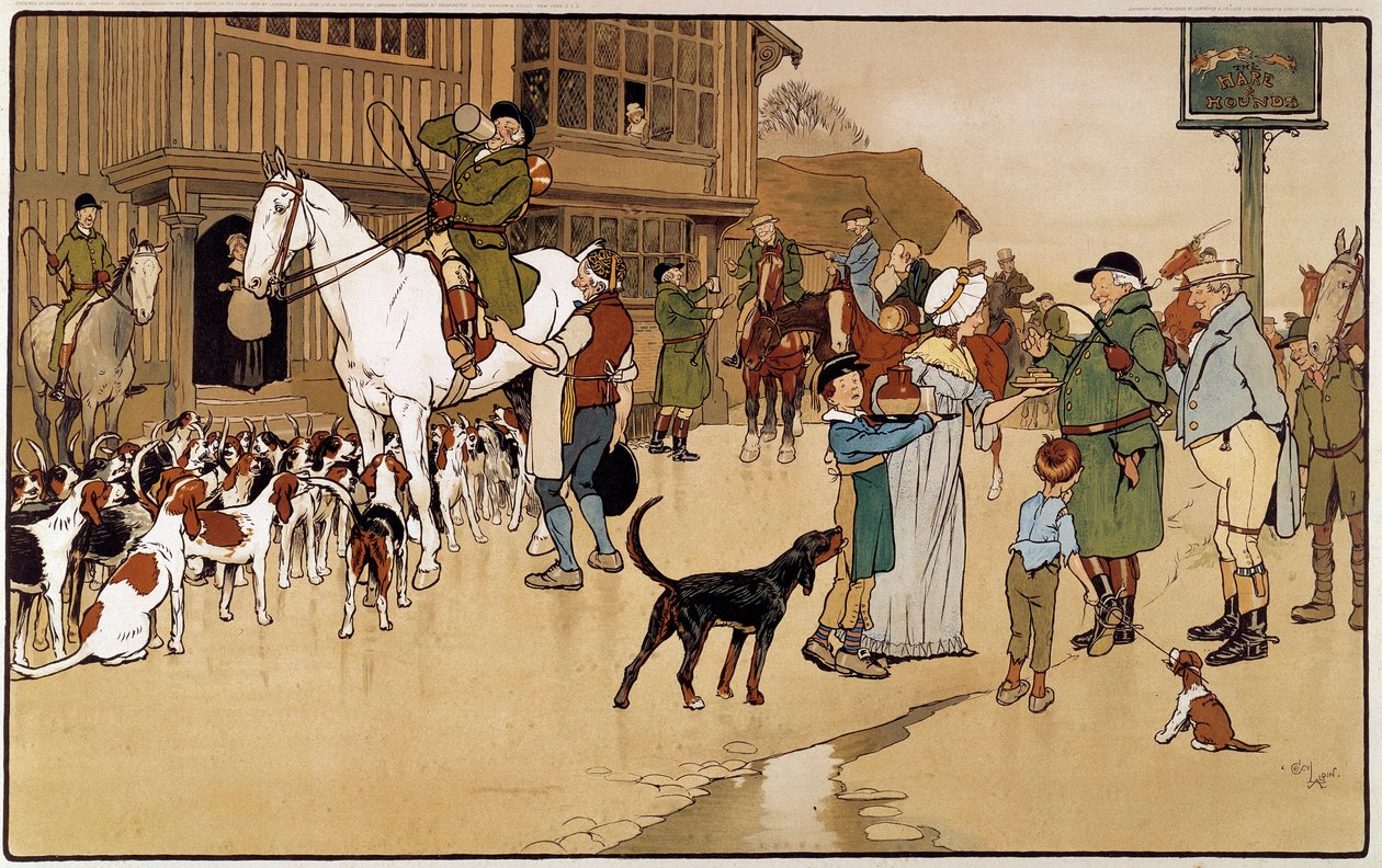 Pause im Gasthaus während einer Hasenjagd von Cecil Charles Windsor Aldin