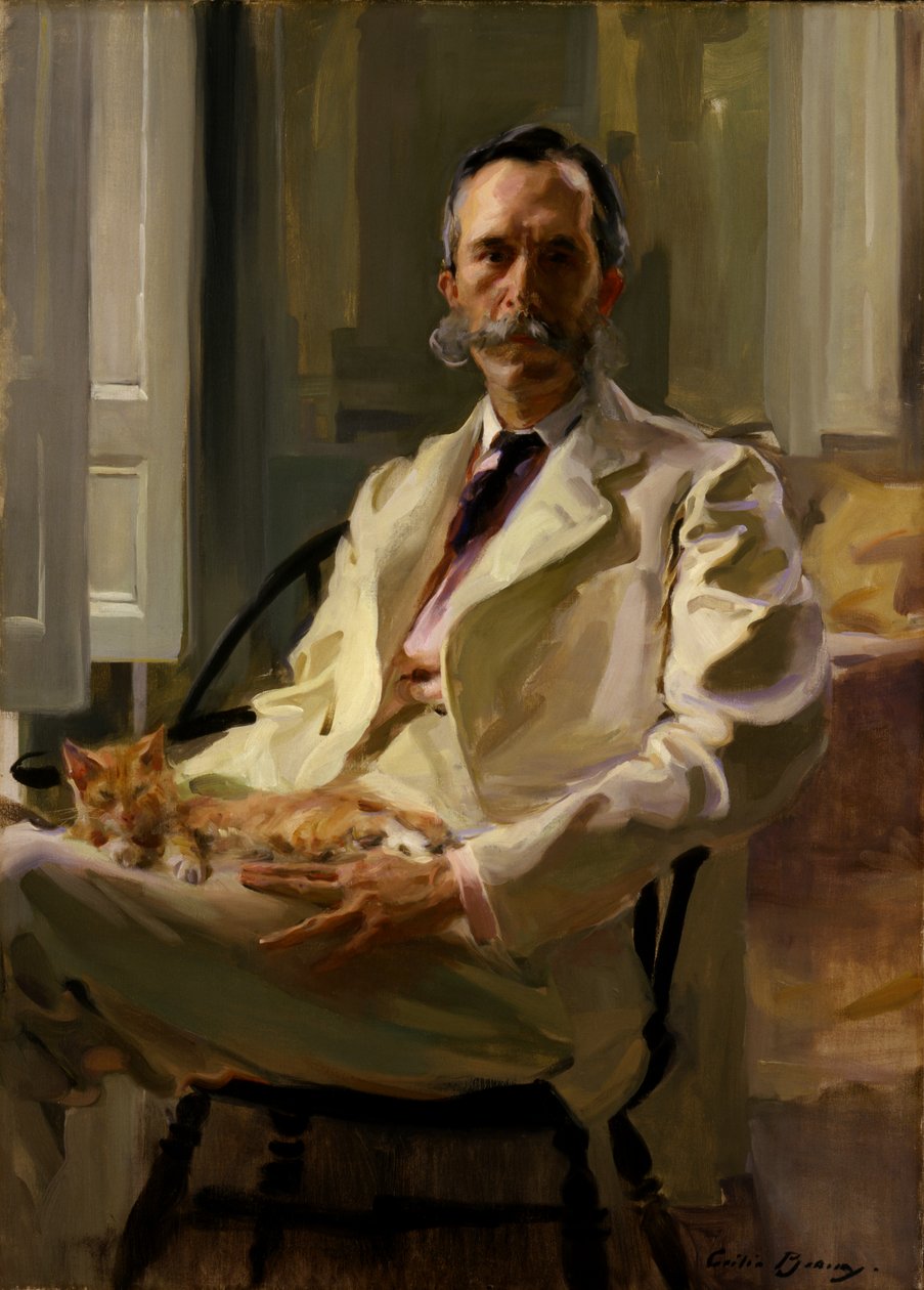 Der Mann mit der Katze Henry Sturgis Drinker, 1898 von Cecilia Beaux