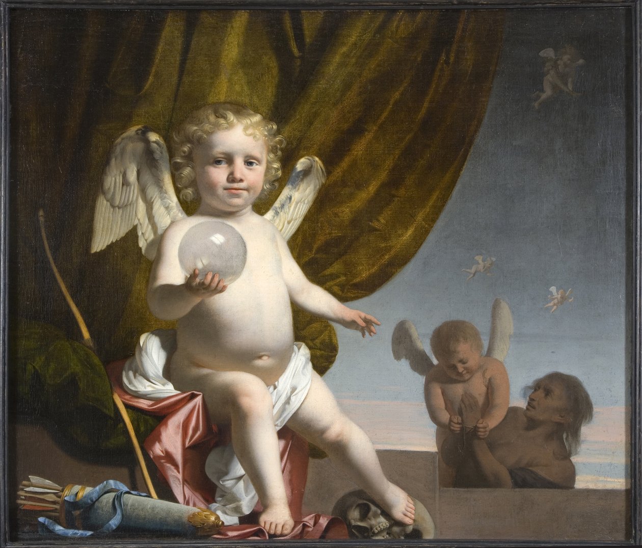 Amor hält eine Glaskugel, 1650-1660 von Cesar Boetius van Everdingen