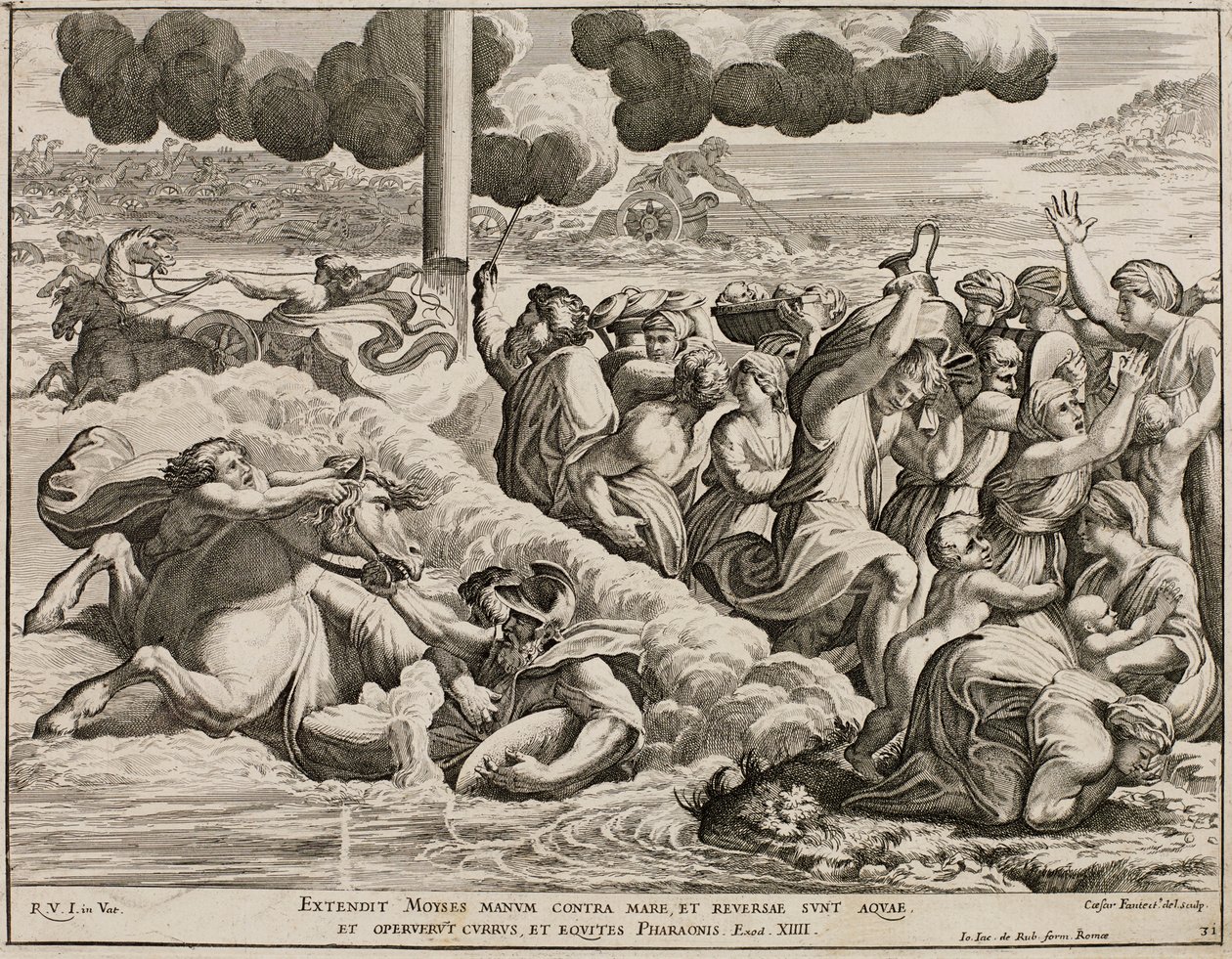 Die Israeliten überqueren das Rote Meer nach einem Fresko von Raffael von Cesare Fantetti