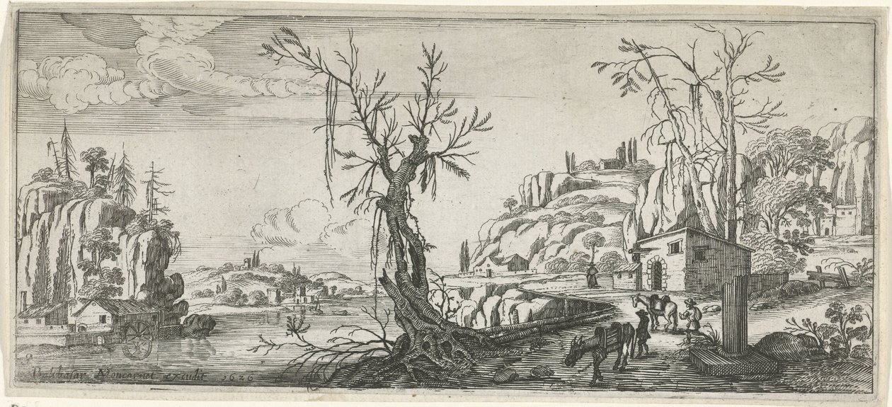 Landschaft mit Reisenden mit Packeseln von Chaerles de Hooch