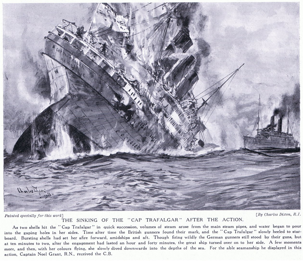 Das Sinken der Cap Trafalgar von Charles Edward Dixon
