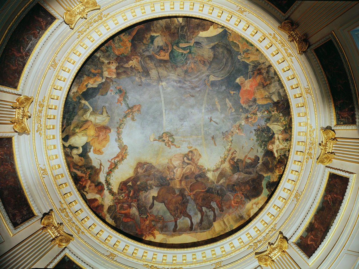 Decke, die die Göttin Aurora darstellt von Charles Le Brun