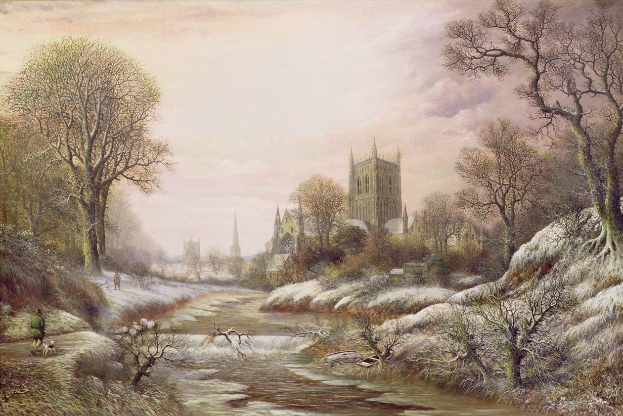Worcester von Südwesten im Schnee, ca. 1875 von Charles Leaver