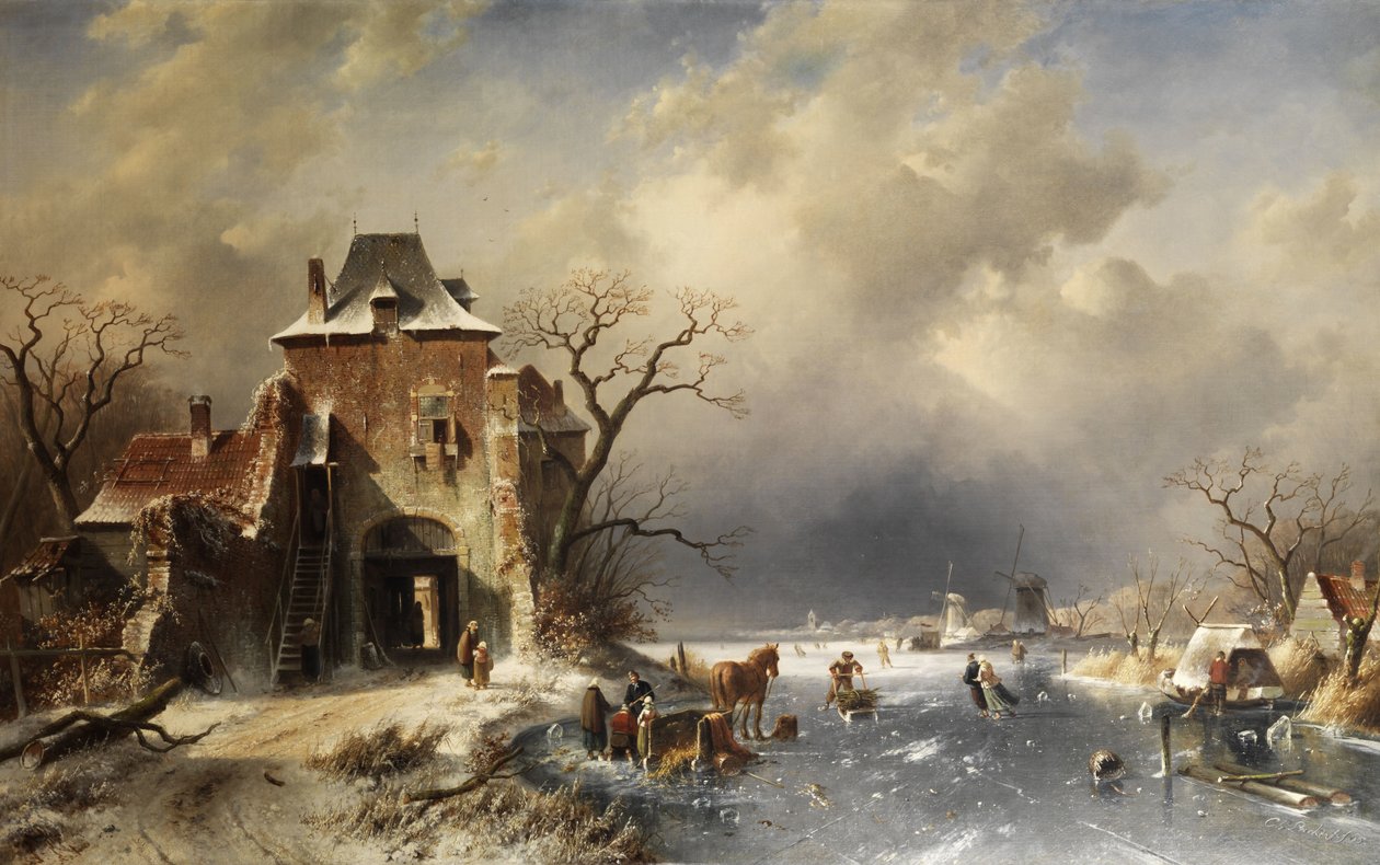 Holländische Winterlandschaft von Charles-Henri-Joseph Leickert