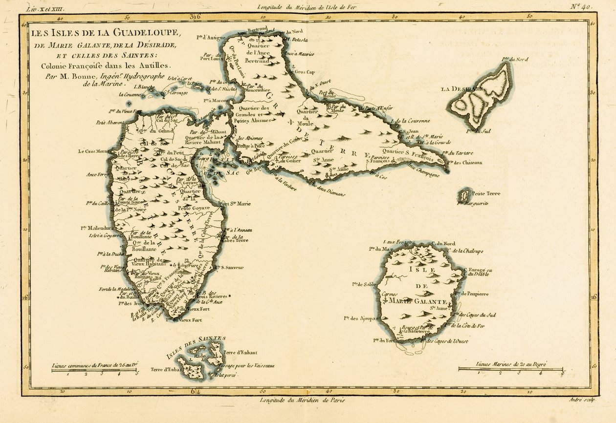 Die Inseln von Guadeloupe, Marie-Galante, La Desirade und die Isles des Saintes, französische Kolonien in den Antillen (aus 