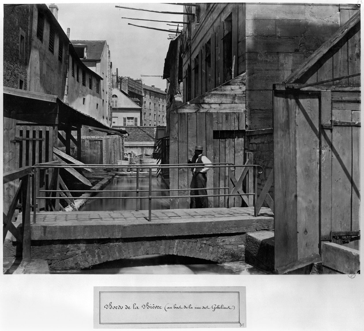 Ufer der Bievre, am Ende der Rue des Gobelins, Paris, 1858-78 von Charles Marville