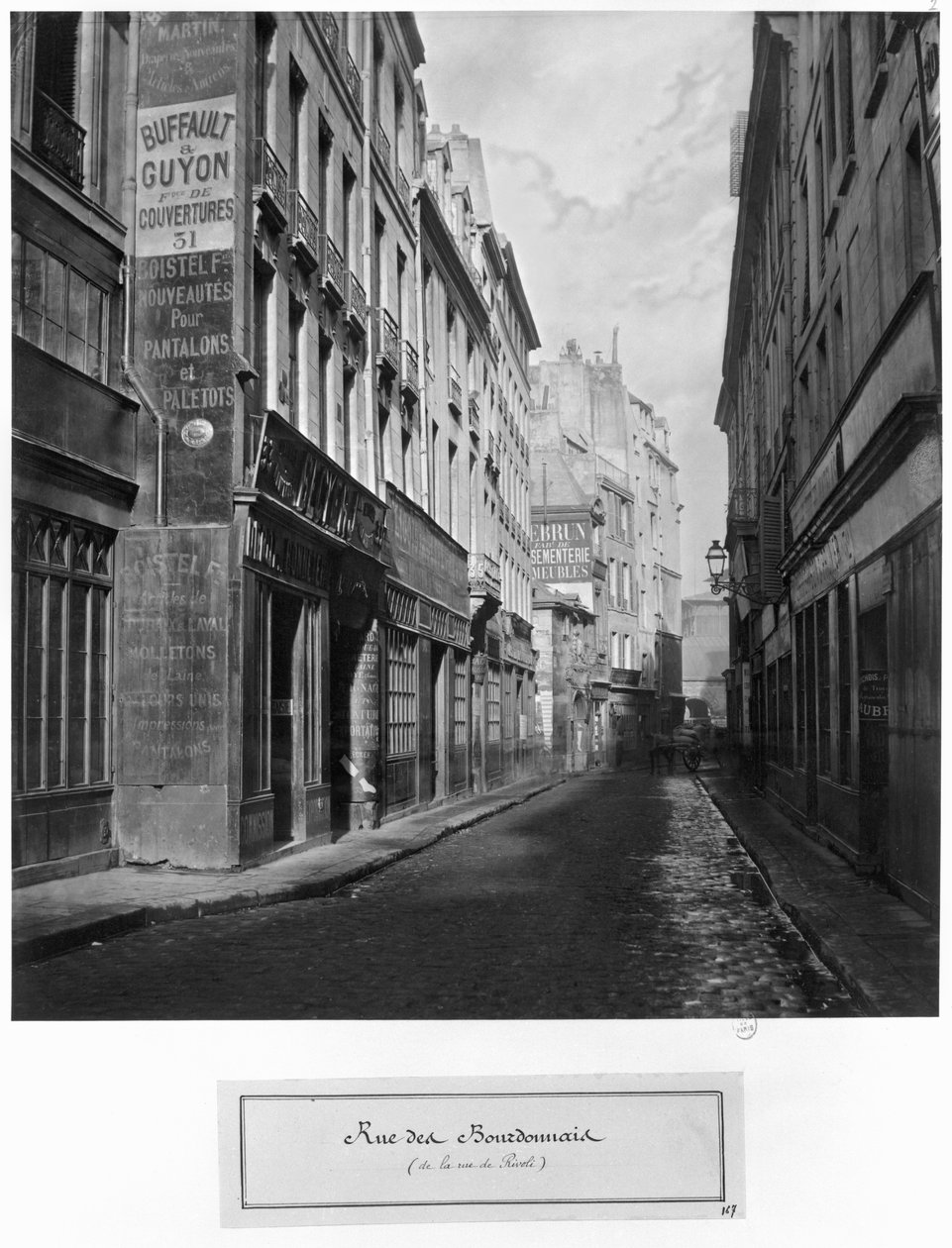 Rue des Bourdonnais (von rue de Rivoli) Paris 1858-78 von Charles Marville