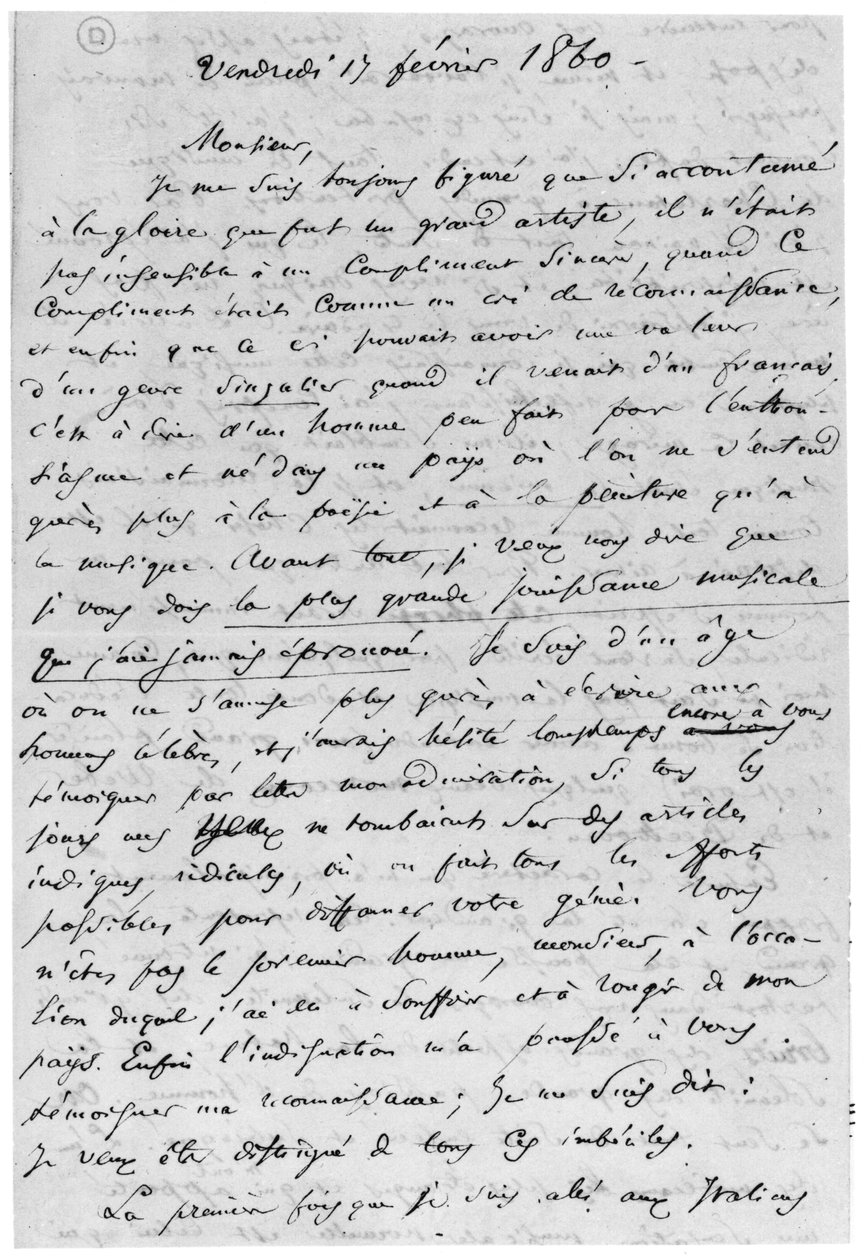 Brief an Richard Wagner, 17. Februar 1860 von Charles Pierre Baudelaire
