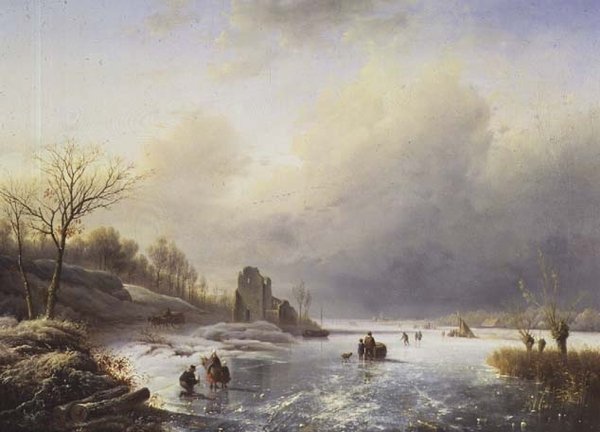 Winterszene von Charles-Henri-Joseph Leickert