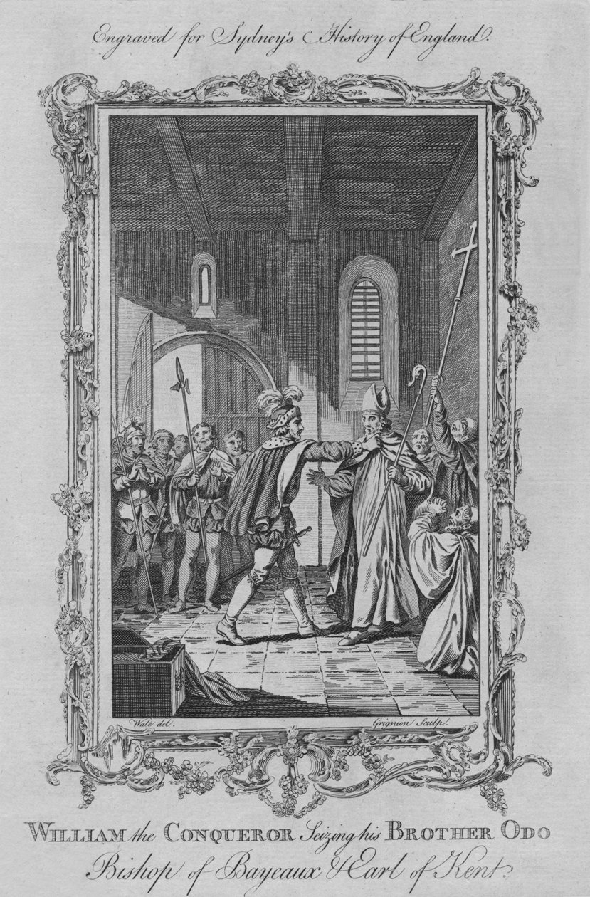 Wilhelm der Eroberer ergreift seinen Bruder Odo, Bischof von Bayeux und Earl of Kent, 1773 von Charles,C Grignion,Charles Grignion the Elder. Charles Grignion,Grignion
