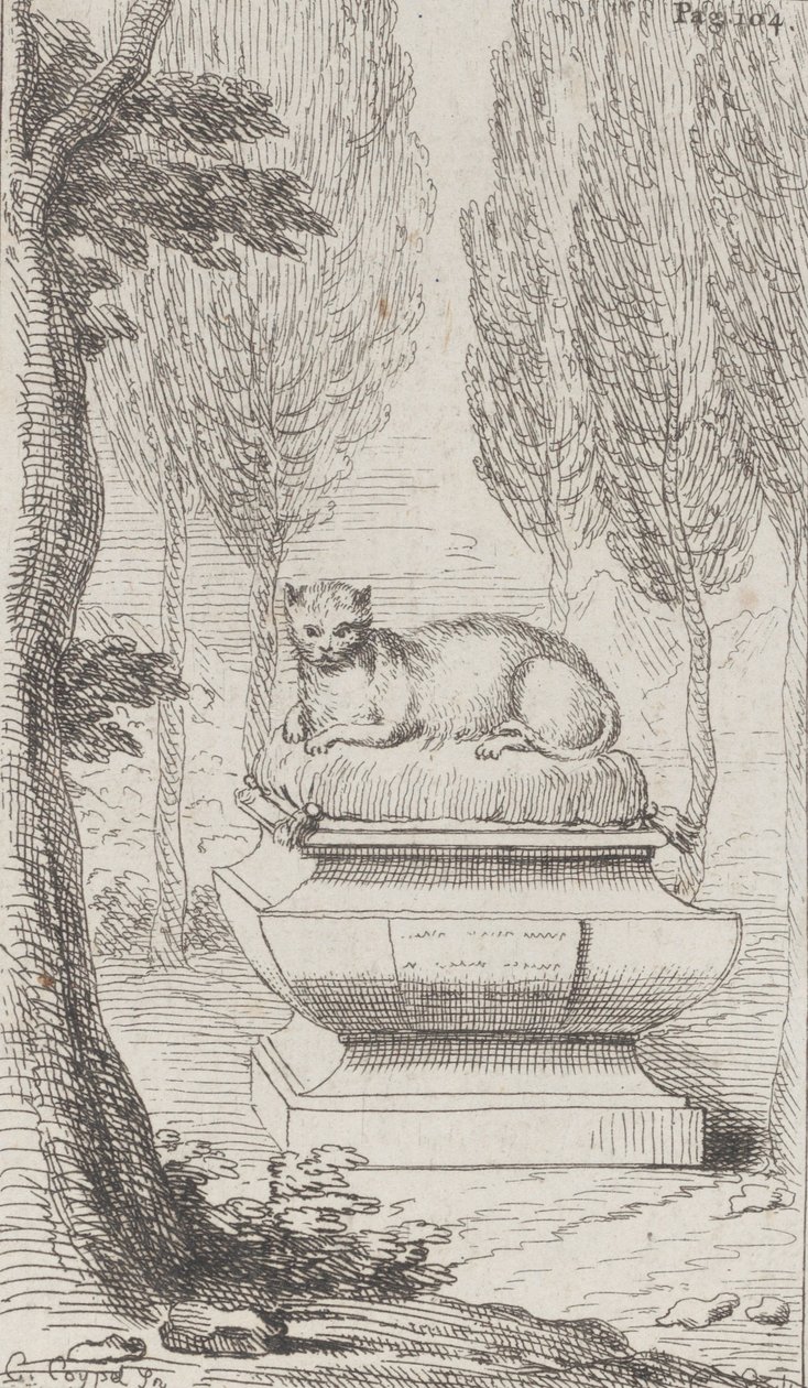 Katze auf einem Grab, 1714-52 von Charles Antoine Coypel
