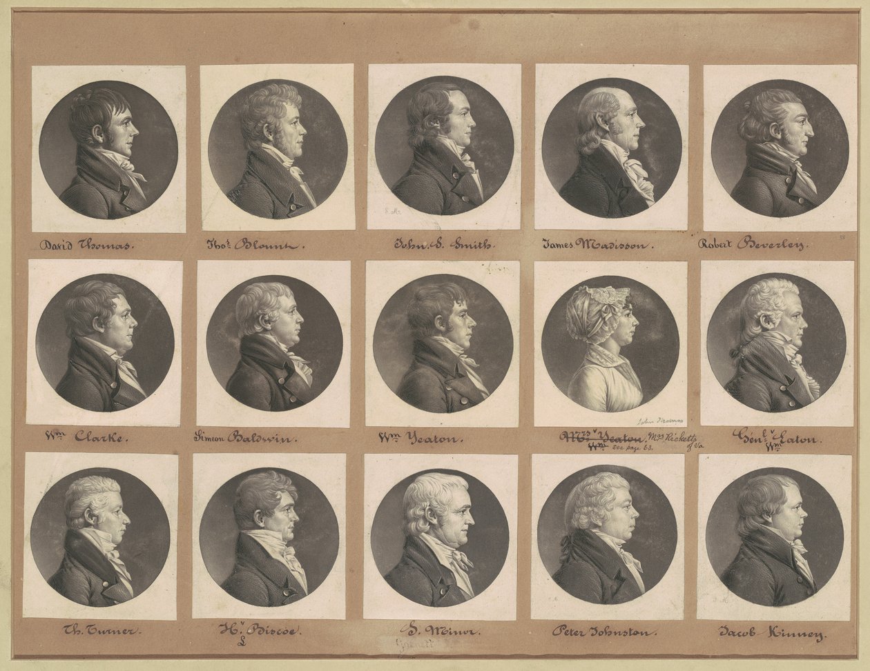 Saint-Mémin Sammlung von Porträts, Gruppe 38 von Charles B. J. Févret de Saint Mémin
