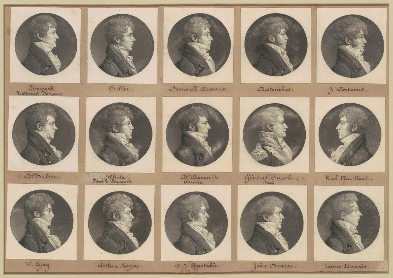 Saint-Mémin Sammlung von Porträts, Gruppe 45 von Charles B. J. Févret de Saint Mémin