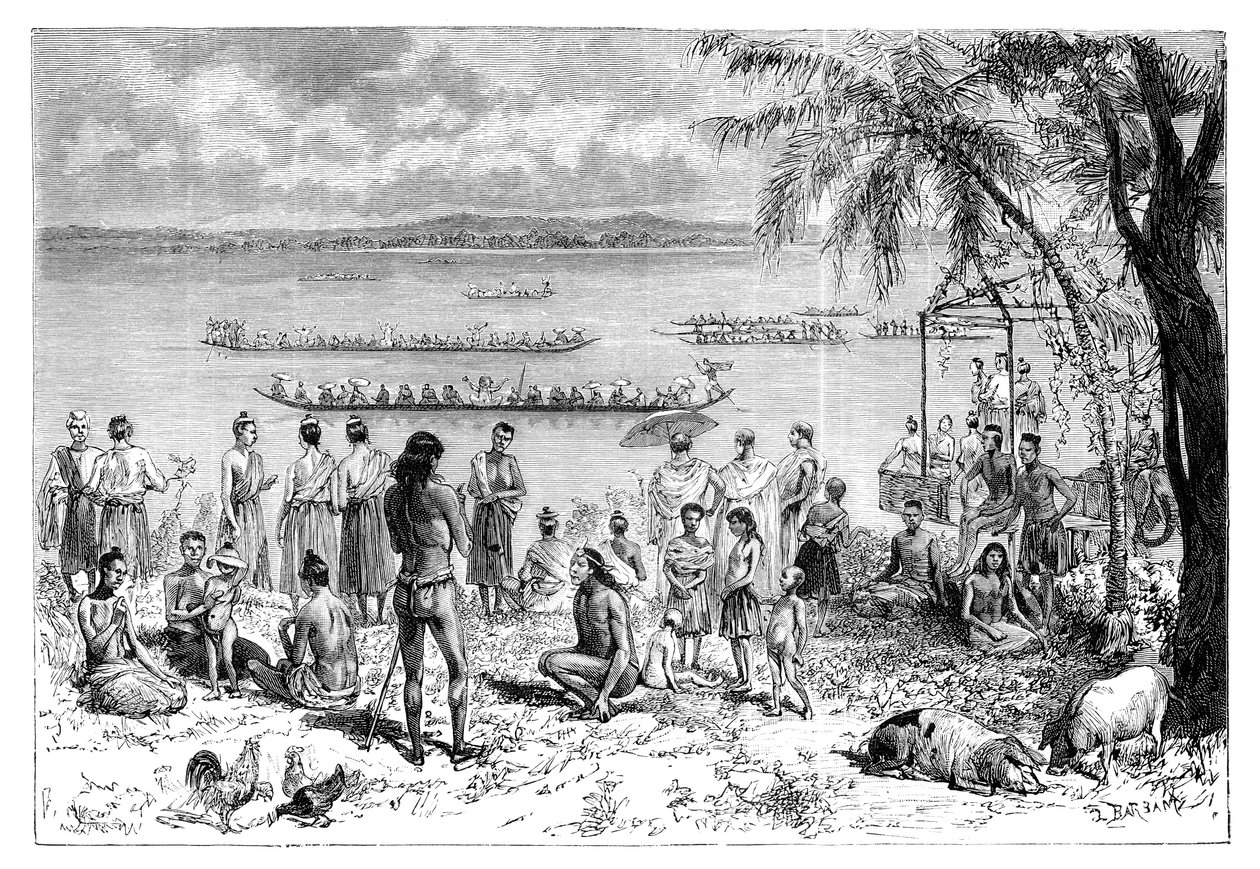 Bootsrennen auf dem Mekong, 1895 von Charles Barbant
