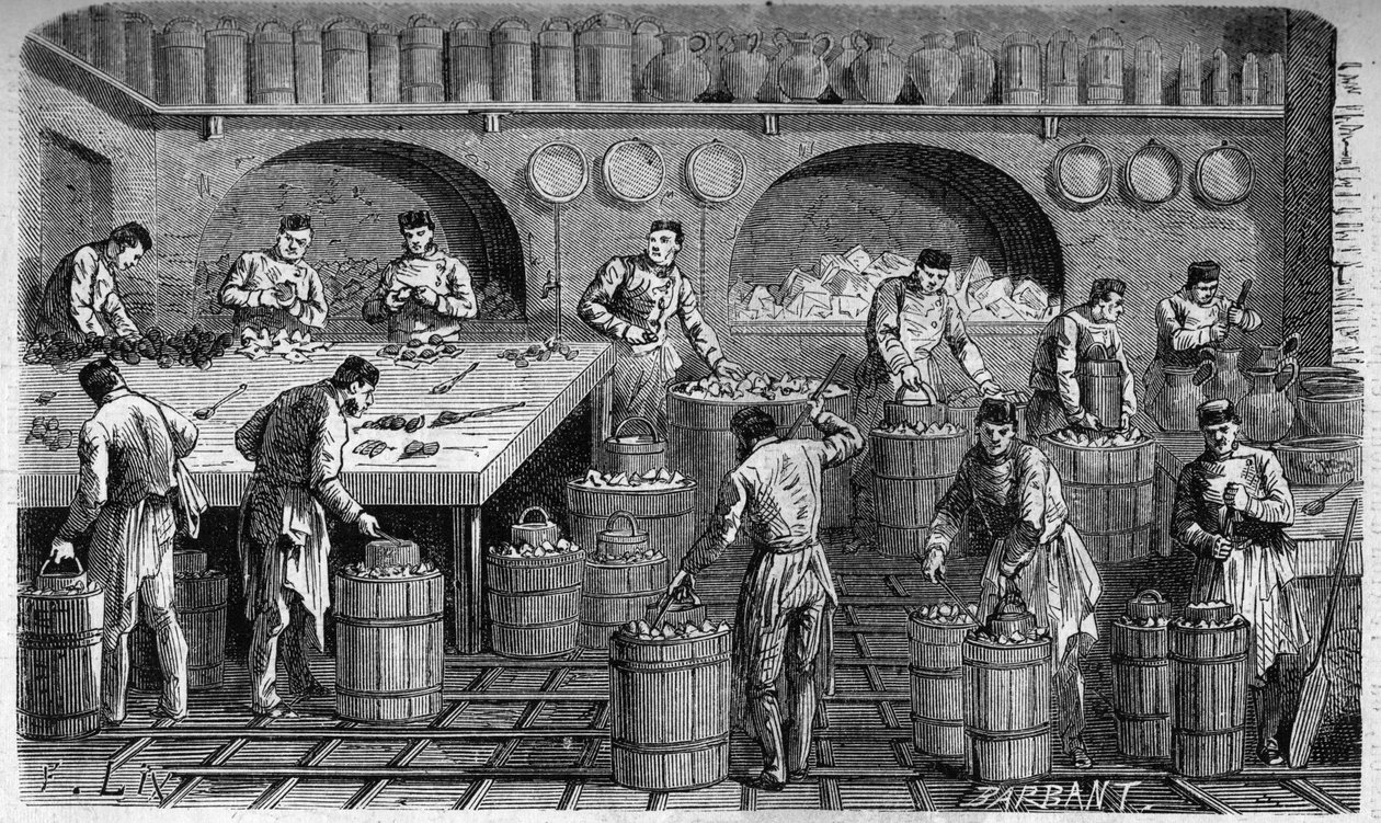 Der Eiskeller der Küchen des Palais des Tuileries, 1864. Gravur von F. Lix und Barbant nach einer Zeichnung von Moullin von Charles Barbant