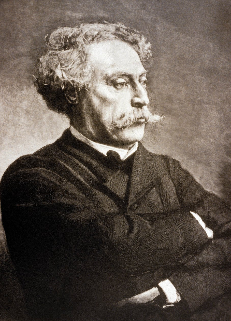 Alexandre Dumas Fils (1824-1895) französischer Schriftsteller, nach Leon Bonnat (Gravur) von Charles Baude