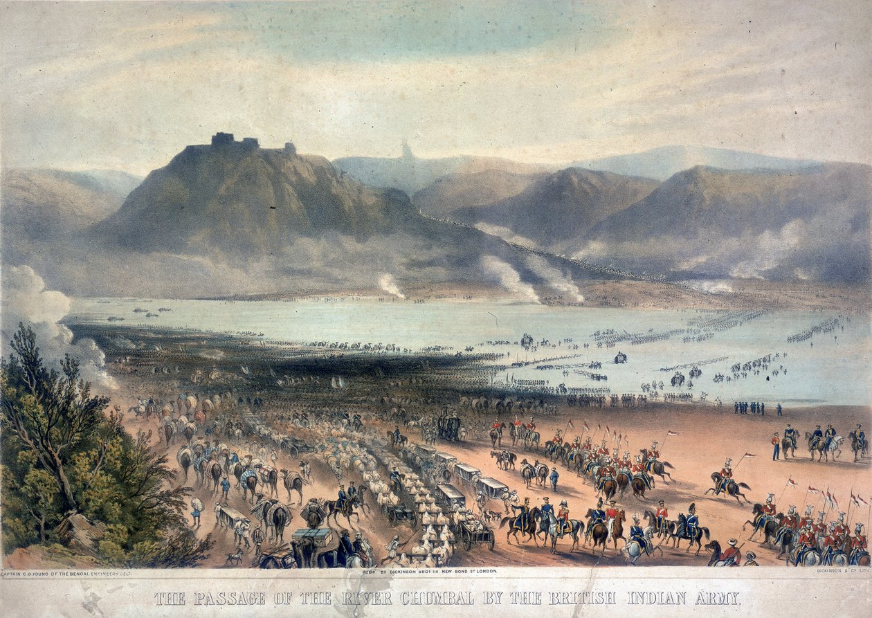 Der Übergang des Flusses Chambal durch die britisch-indische Armee von Charles Becher Young