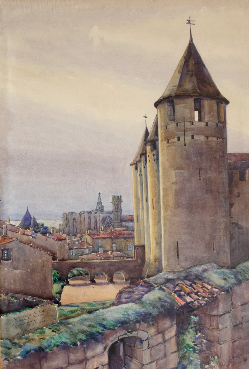 Innenraum der Stadt Carcassonne, ca. 1904 von Charles Bernier