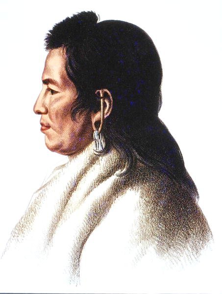 Shahaka (Großer Weißer) Häuptling der Mandan (Farblithografie) von Charles Bird (after) King