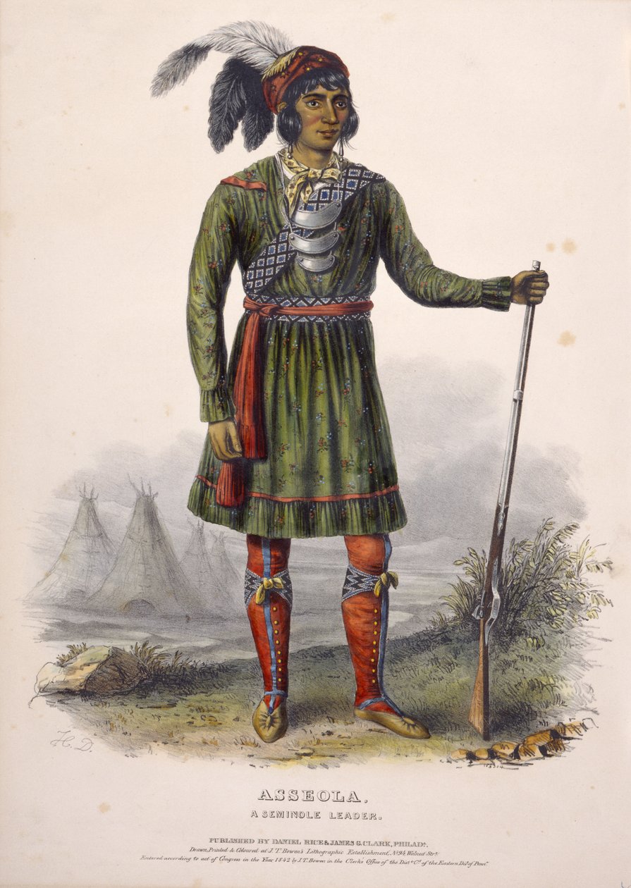 ASSEOLA, EIN SEMINOLE-FÜHRER, aus Geschichte der Indianerstämme Nordamerikas von Charles Bird King