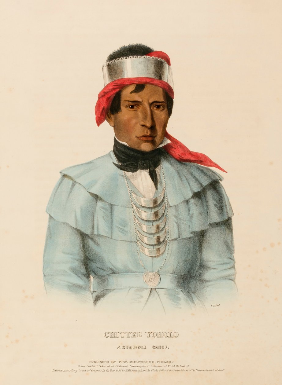 CHITTEE-YOHOLO. Ein Seminolen-Häuptling, aus der Geschichte der Indianerstämme Nordamerikas von Charles Bird King