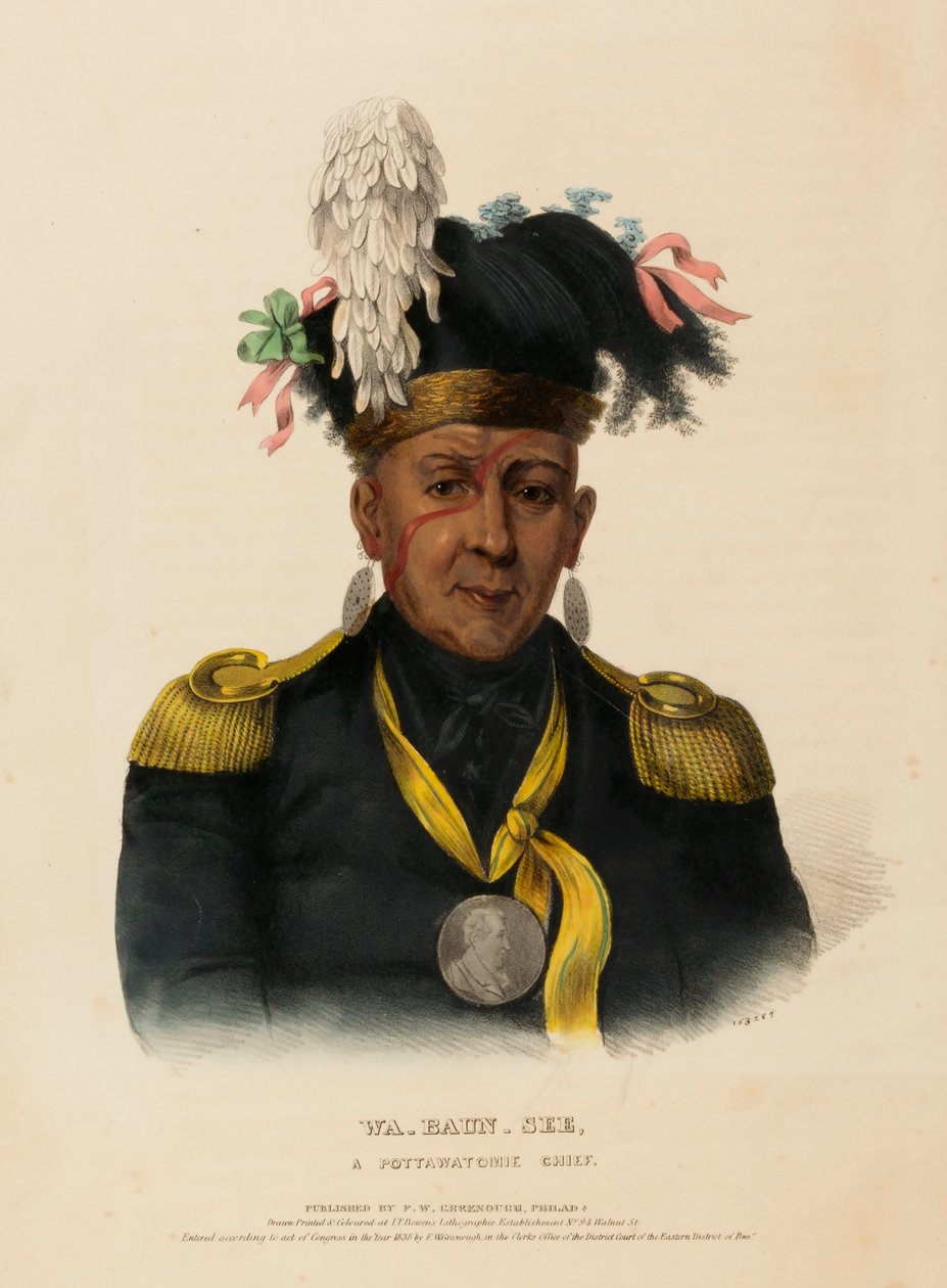 WA-BAUN-SEE, EIN POTTAWATOMIE-HÄUPTLING, aus der Geschichte der Indianerstämme Nordamerikas von Charles Bird King