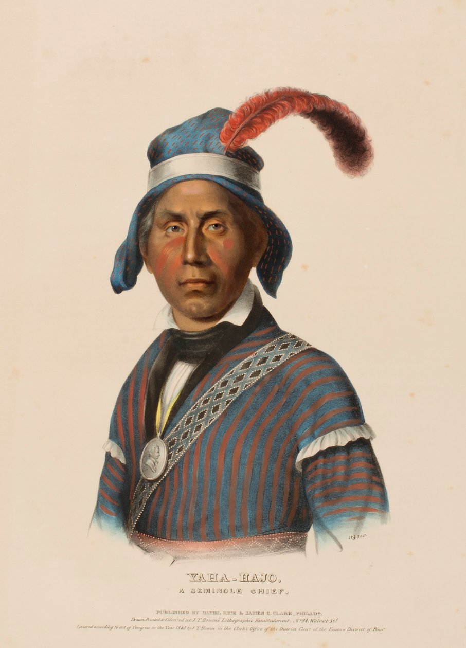 YAHA-HAJO. Ein Seminolen-Häuptling, aus der Geschichte der Indianerstämme Nordamerikas von Charles Bird King