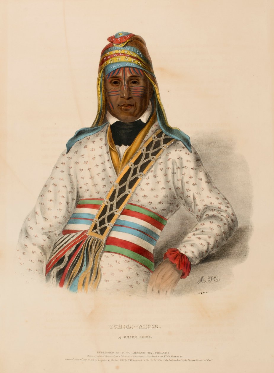 YOHOLO-MICCO. Ein CREEK-Häuptling, aus der Geschichte der Indianerstämme Nordamerikas von Charles Bird King