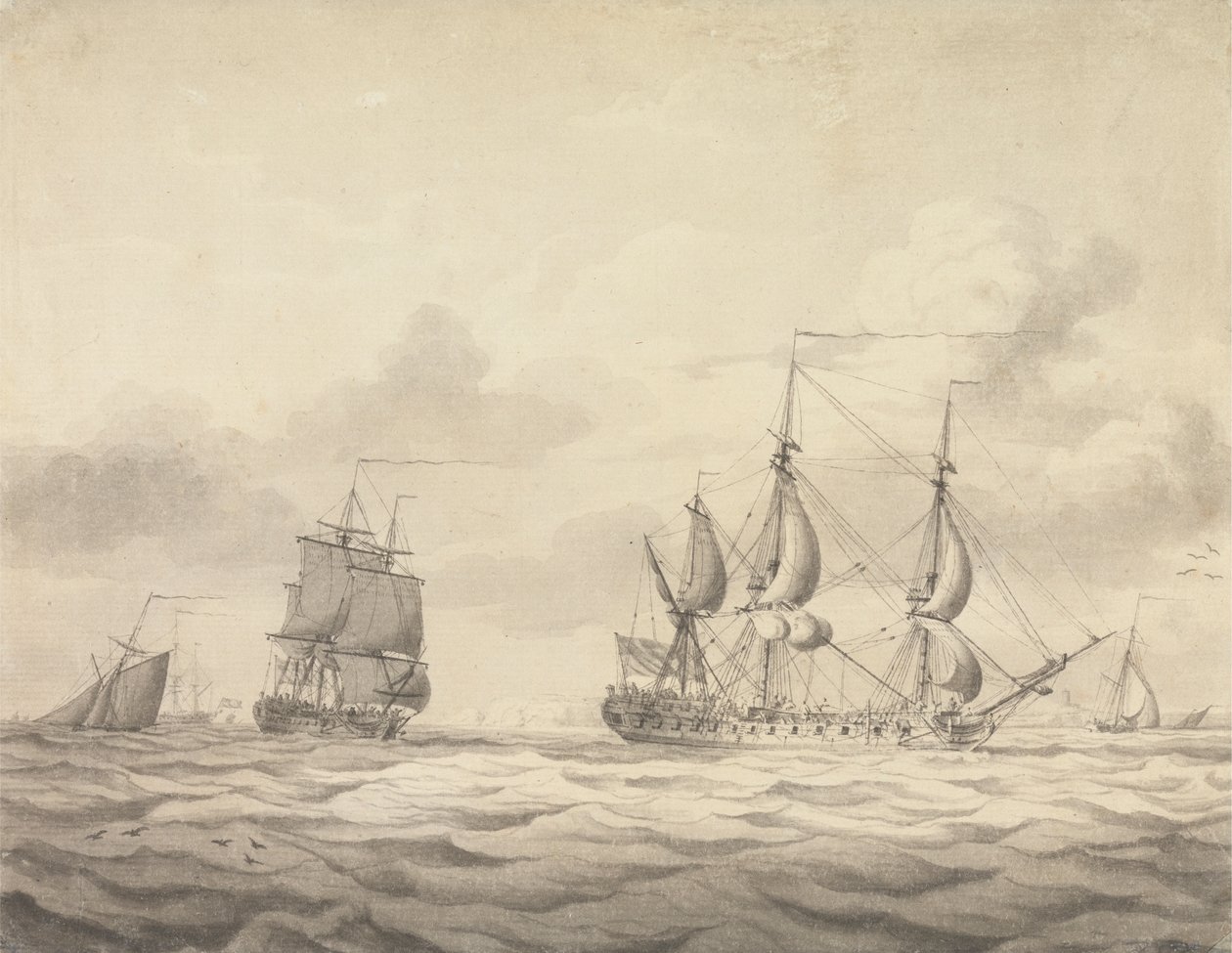 Zwei Fregatten vor dem Wind von Charles Brooking