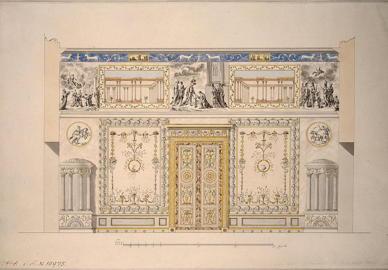 Entwurf für den Lyons Hall Gelben Salon im Großen Palast von Zarskoje Selo, frühe 1780er Jahre von Charles Cameron