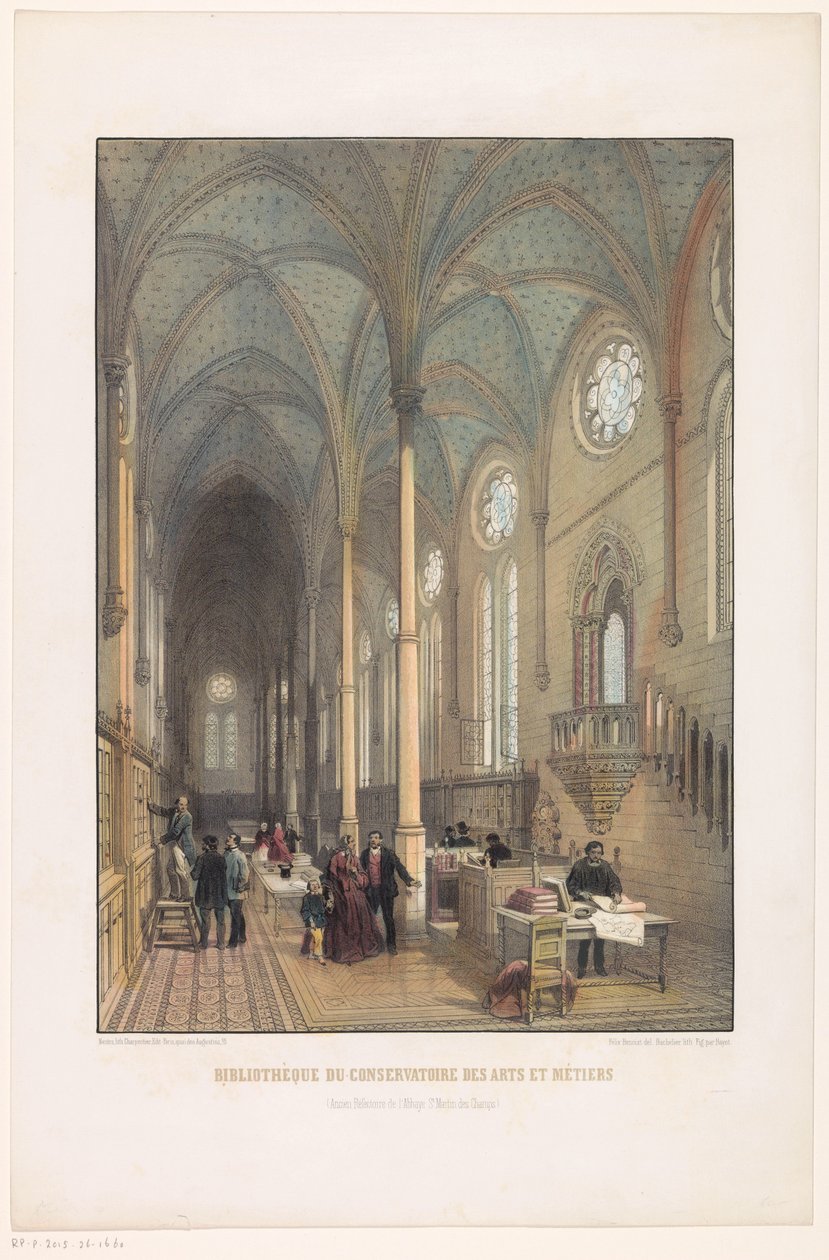 Innenraum der Bibliothèque du conservatoire des arts et métiers von Charles Claude Bachelier