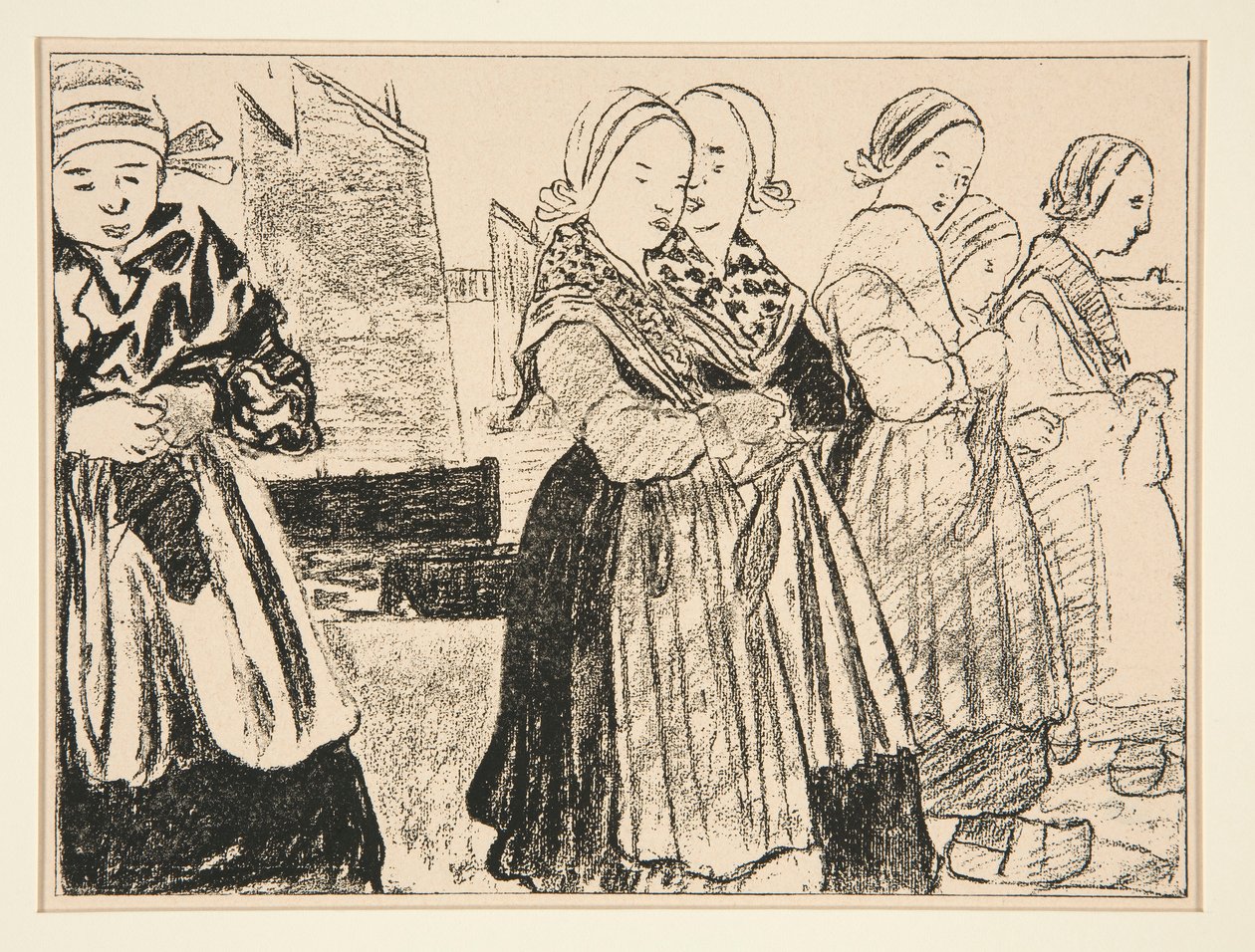 Filles Bretonnes, oder Bretonnes sur le quai, in Nr. 36 von La Revue Blanche, Oktober 1894 von Charles Cottet