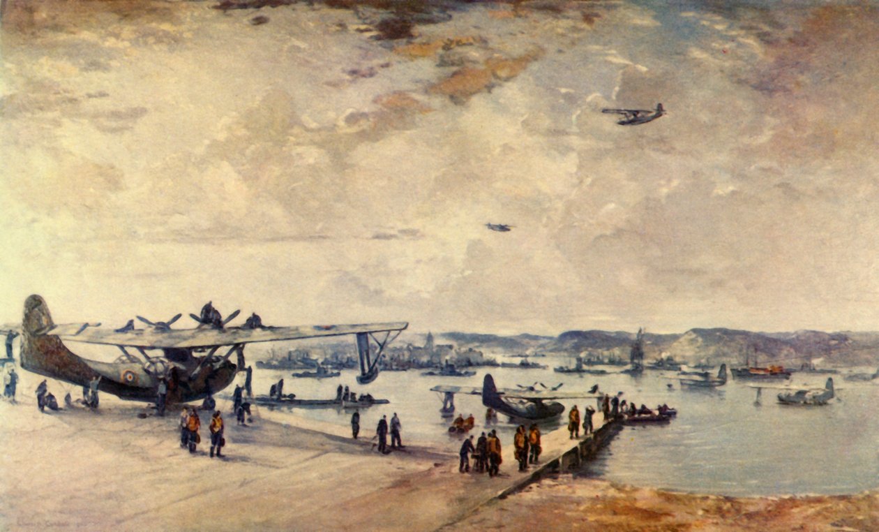 Eine Tankstelle - Wasserflugzeuge von Charles Cundall