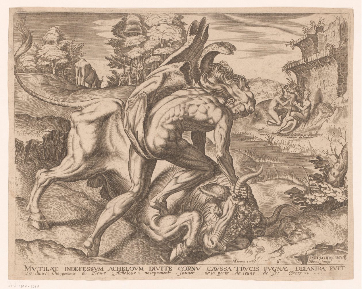 Herkules bezwingt den Stier von Kreta von Charles David