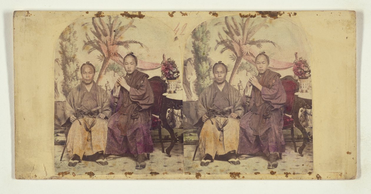 Zwei Mitglieder der ersten japanischen diplomatischen Mission in die Vereinigten Staaten: Unbekanntes Mitglied (L) und Tateishi Onojirō-Noriyuki, Dolmetscher in Ausbildung (R) von Charles DeForest Fredricks