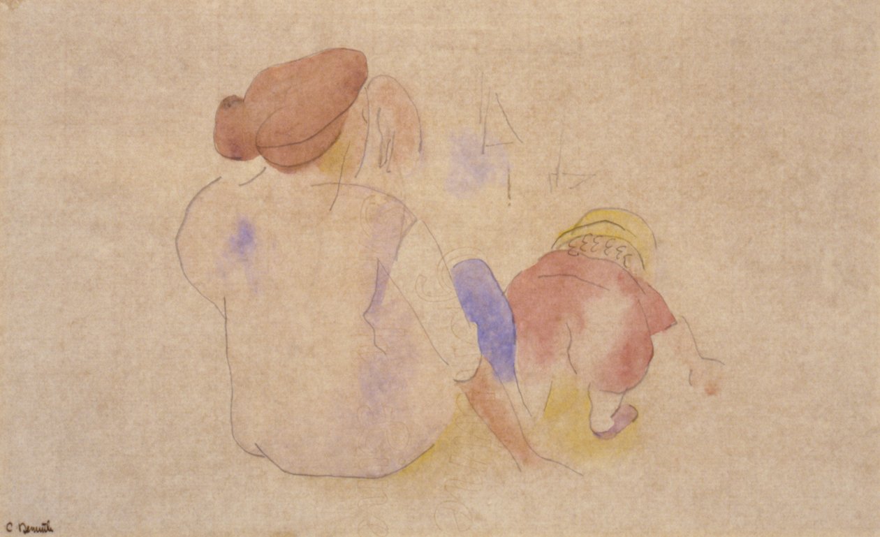 (Frau mit Kind im roten Anzug) von Charles Demuth